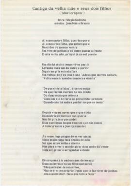 Letra da canção "Cantiga da velha mãe e seus dois filhos (Mãe coragem)"