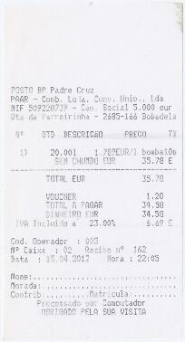 Factura / recibo da BP