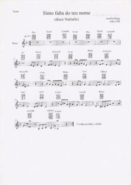 Partitura e cifras da canção "Sinto falta do teu nome"