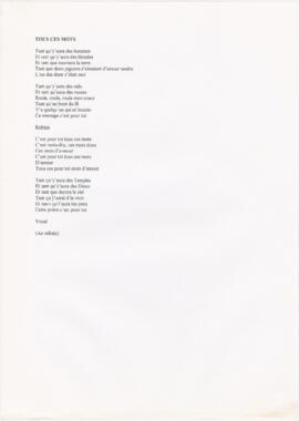 Letra da canção "Tous ces mots"