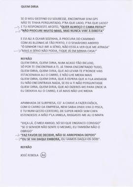Letra da canção "Quem diria"