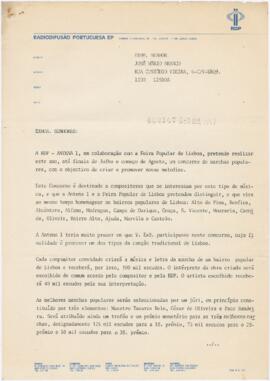 Correspondência da RDP (José Manuel Nunes) para José Mário Branco