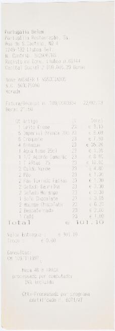 Factura de refeição