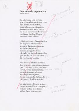 Letra da canção "Dez réis de esperança"