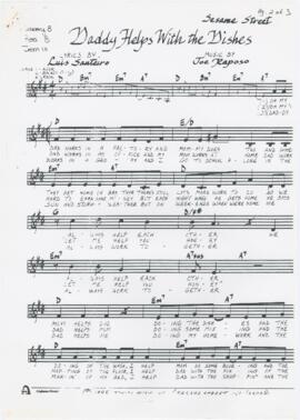 Partitura, cifras e letra da canção "Daddy helps with the dishes"