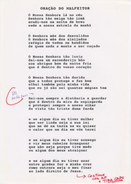 Letra da canção "Oração do malfeitor"