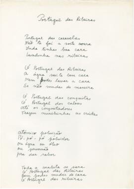 Poema / letra de canção "Portugal das Ribeiras"