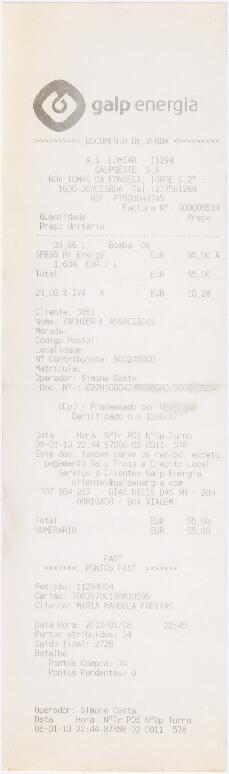 Factura / recibo da Galp