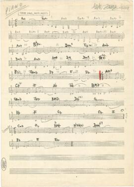 Partitura da melodia e cifras para piano da canção "Treze Anos, Nove Meses"