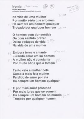 Letra da canção "Ironia"