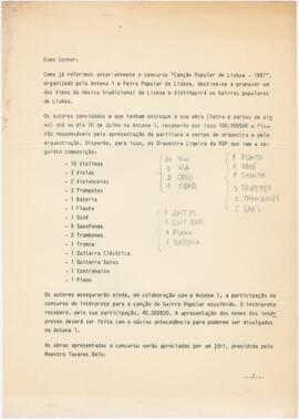 Correspondência da RDP para José Mário Branco