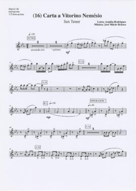 Parte de saxofone soprano da canção "Carta a Vitorino Nemésio"