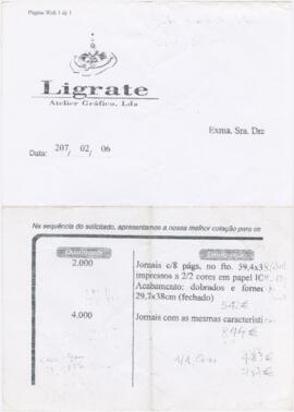 Orçamentos da empresa Ligrate