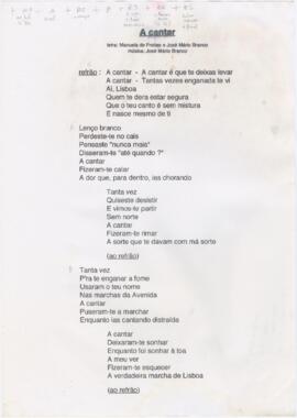 Letra da canção "A cantar"