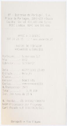 Recibo de portagem