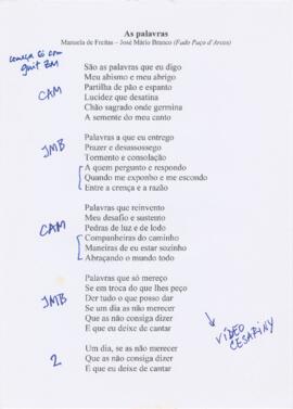 Letra da canção "As palavras"