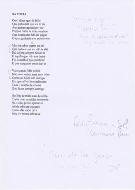 Letra da canção "Na volta"