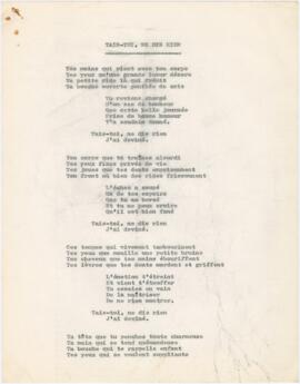 Poema / letra de canção "Tais-tois, ne dis rien"