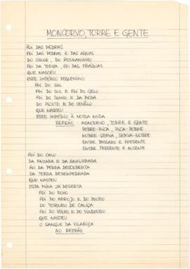 Letra da canção "Moncorvo torre e gente"