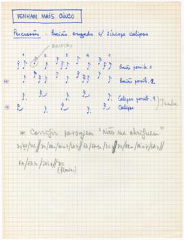 Indicações para percussões da canção "Venham Mais Cinco"