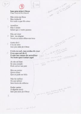 Letra da canção "Isso pra mim é Deus"