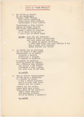 Letra da canção "Luta na "Tomé Feteira""