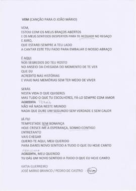 Letra da canção "Vem"