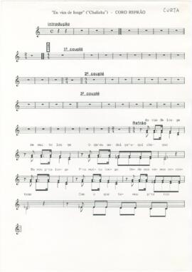 Parte de coro (refrão) da canção "Eu Vim de Longe"