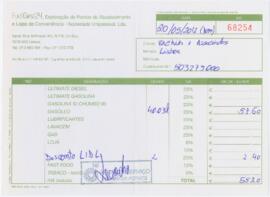 Factura / recibo de abastecimento de combustível