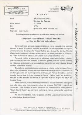 Comunicado de imprensa para a Rádio Renascença