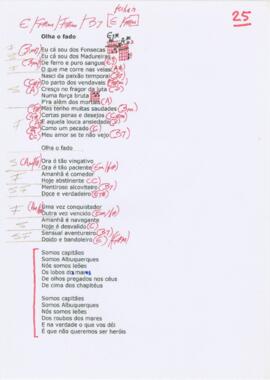 Letra e cifras da canção "Olha o Fado"