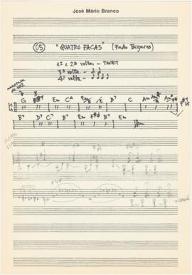 Partitura e cifras da canção "Quatro Facas"