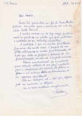 Correspondência de Herman Willems para José Mário Branco