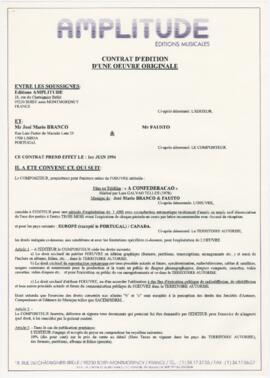 Contrato entre a Amplitude, José Mário Branco e Fausto