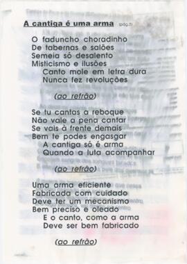 Excerto da letra da canção "A cantiga é uma arma"