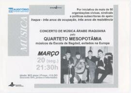Anúncio de espectáculo do Quarteto Mesopotâmia