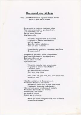 Letra da canção "Remendos e côdeas"