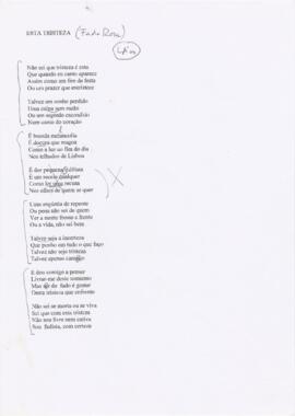 Letra da canção "Esta tristeza"