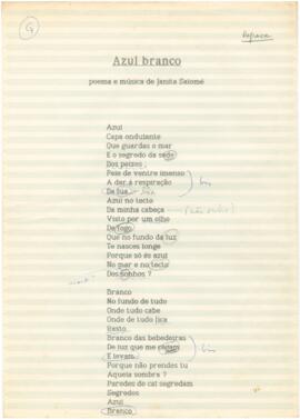 Letra da canção "Azul branco"