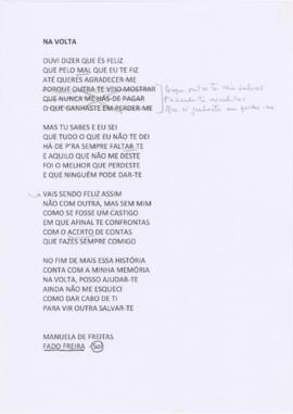Letra da canção "Na volta"