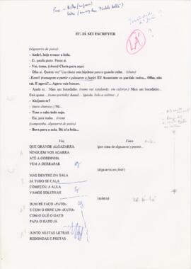 Letra de "Eu já sei escrever"