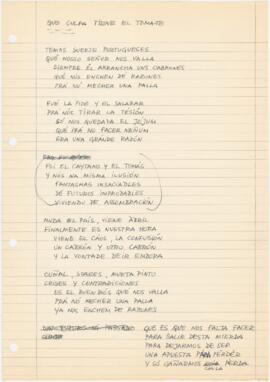 Letra da canção "Que culpa tiene el tomate"