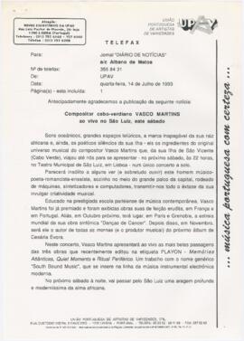 Comunicado de imprensa para o jornal "Diário de Notícias"