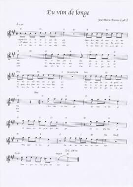 Partitura e cifras da canção "Eu vim de longe"