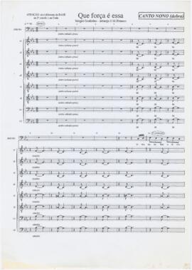 Partitura da canção "Que força é essa"