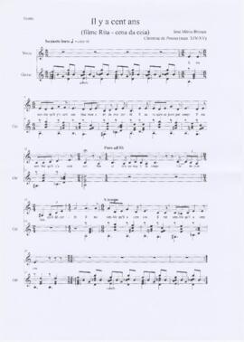 Parte de voz e guitarra da canção "Il y a cent ans"