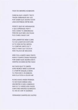 Letra da canção "Fado de amores acabados"