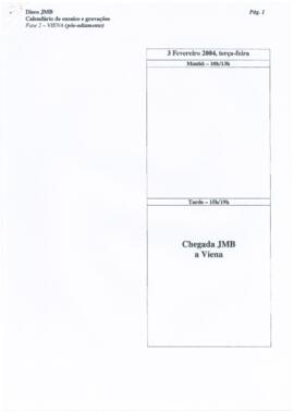 Disco JMB - Calendário de ensaios e gravações