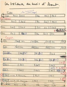 Cifras da canção "Les Vacances au mois d'Aout"