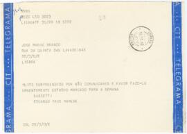 Correspondência de Eduardo Paes Mamede para José Mário Branco